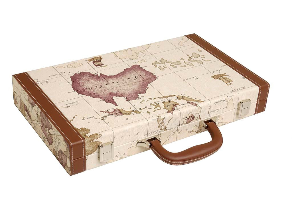 15-inch Map Backgammon Set - White Board - American-Wholesaler Inc.