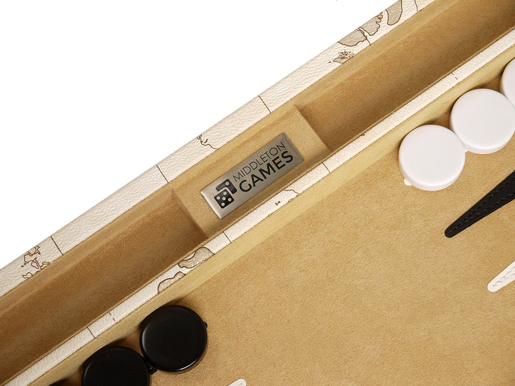 18-inch Map Backgammon Set - White Board - EUR - American-Wholesaler Inc.