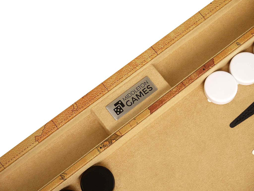 18-inch Map Backgammon Set - Brown Board - EUR - American-Wholesaler Inc.