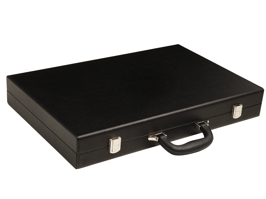 19-inch Premium Backgammon Set - Black Board with White and Green Points - American-Wholesaler Inc.