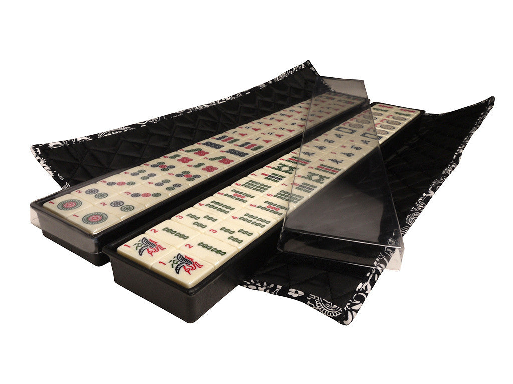 Soft-Sided American Mah Jongg Set by Linda Li® with Ivory Tiles and Modern Pushers - Black Paisley Soft Bag - American-Wholesaler Inc.
