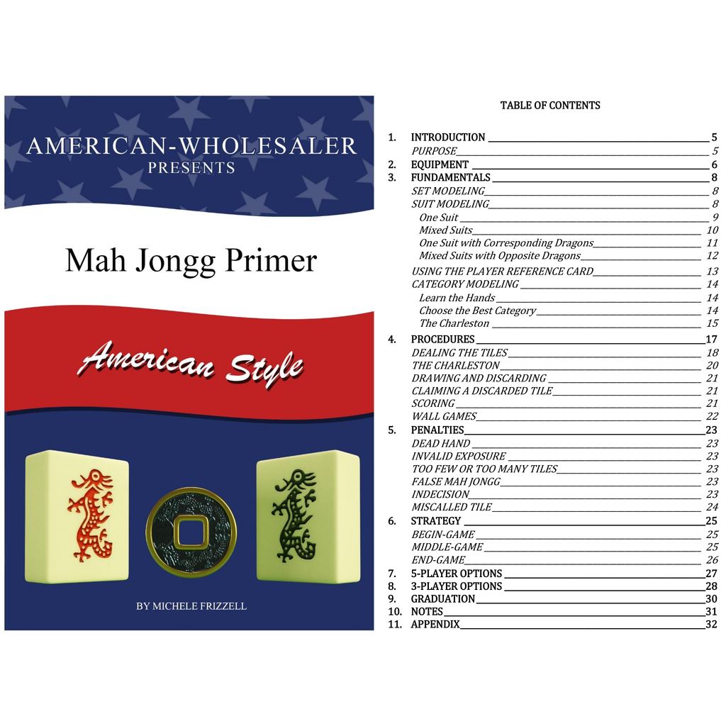 Soft-Sided American Mah Jongg Set by Linda Li® with White Tiles and Modern Pushers - Black Soft Bag - American-Wholesaler Inc.