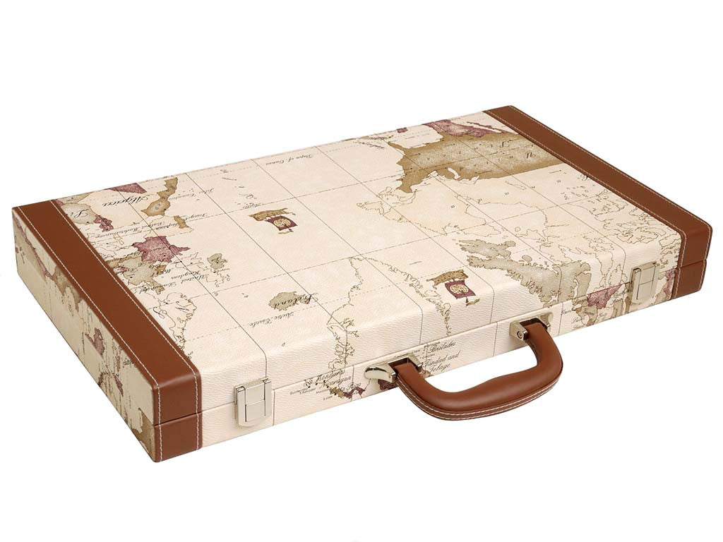 18-inch Map Backgammon Set - White Board - GBP - American-Wholesaler Inc.