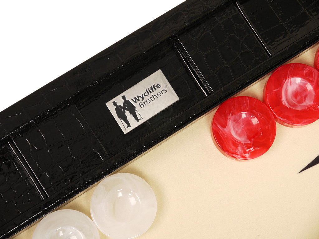 
                  
                    21-inch Tournament Backgammon Set, Wycliffe Brothers - Black Croco Board with Cream Field - Gen III - EUR - American-Wholesaler Inc.
                  
                