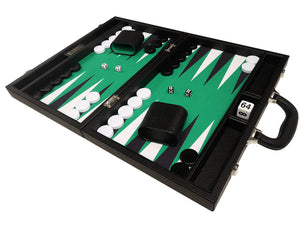 40 x 53 cm Premium Backgammon Set - Schwarz mit weißen und schwarzen Punkten