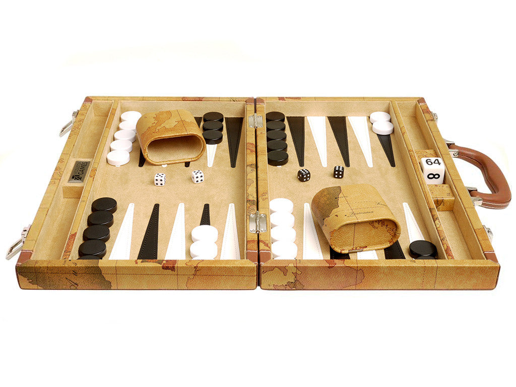 15-inch Map Backgammon Set - Brown Board - GBP - American-Wholesaler Inc.